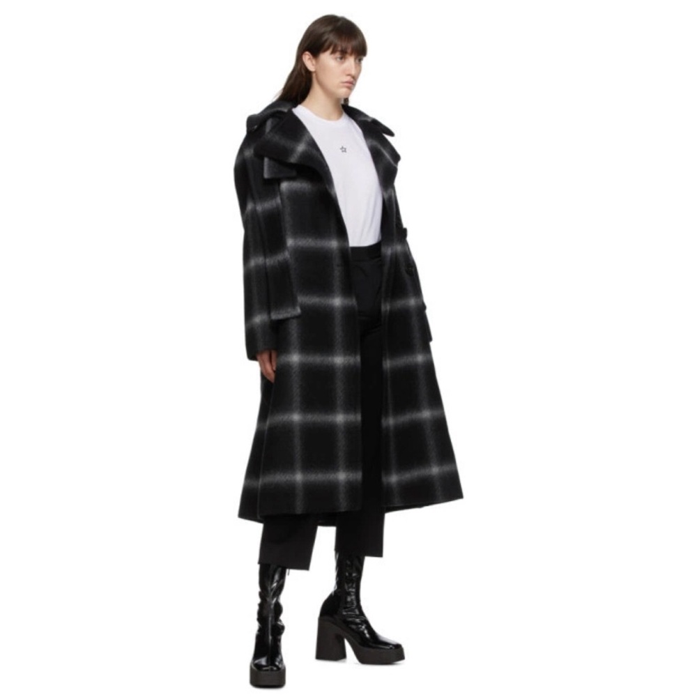 Stella McCartney Black and Grey Check Sophia Coat